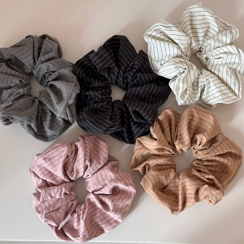 Koreaanse Stijl Gestreepte Stof Grote Scrunchies Eenvoudige Geplooide Haarbanden Mode Ponytail Houder Accessoires Voor Vrouwen Meisjes