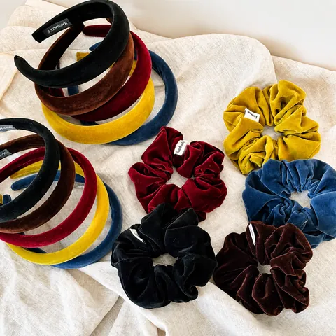 Diadema Acolchada de Terciopelo de Color Sólido Vintage para Mujer Altura de Cabeza Aumentada Banda de Pelo Ancha Estrecha Scrunchie Accesorios para el Cabello