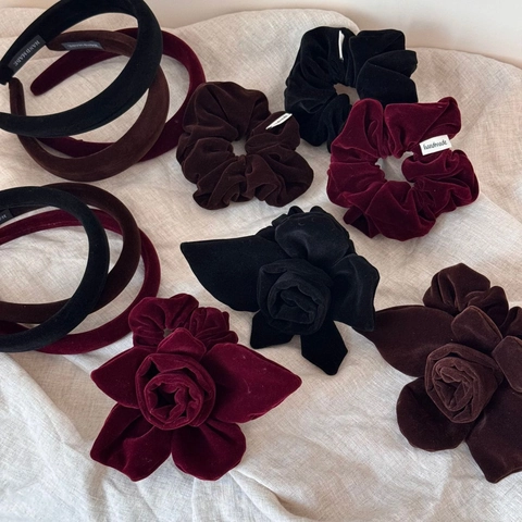 Diadema Acolchada de Terciopelo de Color Sólido Vintage para Mujer Altura de Cabeza Aumentada Banda de Pelo Ancha Estrecha Scrunchie Accesorios para el Cabello