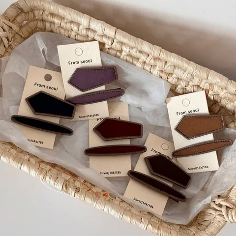 Vintage Maillard Color Fabric Wrapped Duckbill Hair Clips Alloy Metal Bangs Side Clips Korean Style Hair Accessories For Women