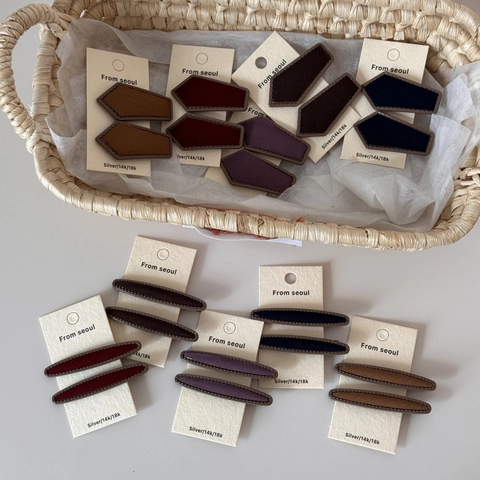 Vintage Maillard Color Fabric Wrapped Duckbill Hair Clips Alloy Metal Bangs Side Clips Korean Style Hair Accessories For Women