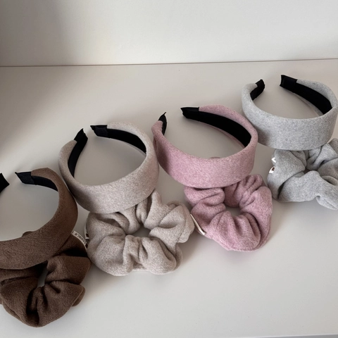 Coleteros Y Diademas De Tela De Lana Vintage Accesorios Para El Cabello De Color Sólido Para Mujer Otoño Invierno