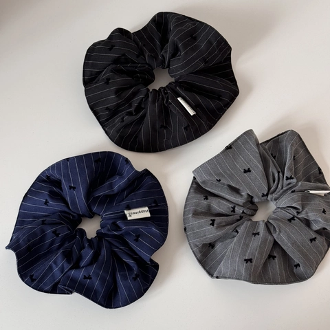 Elastici per Capelli Grandi in Tessuto a Righe Stile Coreano Con Fiocco Floccato Alta Elasticità Accessori Donna