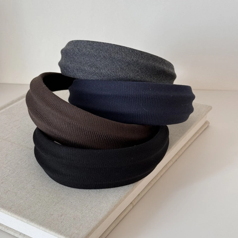 Serre-Tête Large en Maille Côtelée pour Femmes Couleur Unie Rembourré Minimaliste Élégant Accessoire de Cheveux en Tissu