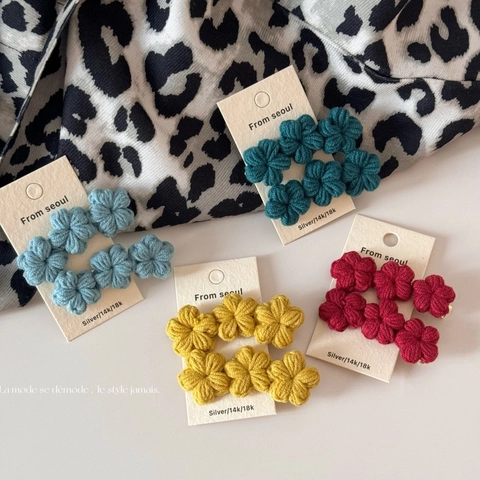 Fermagli per Capelli a Fiori all'Uncinetto Fatti a Mano Clip per Frangia Floreali in Maglia per Donne Ragazze Dolce Retro Accessori
