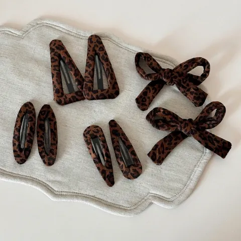 Fermaglio per Capelli Leopardato Vintage per Donna Forcina Laterale Retro Geometrico BB Clip Fiocco Fermaglio a Becco d'Anatra