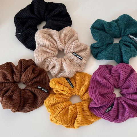 Coleteros de Tela de Punto Hechos a Mano para Mujer Lazos para el Cabello de Malla de Gran Tamaño Color Sólido Elástico
