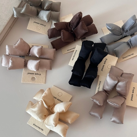 Korean Style 3D Padded Satin Bow Hair Clip For Women Sweet Fashion Fabric Duckbill Side Clip Handmade Hair Accessories