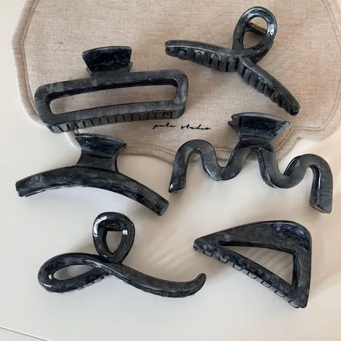 Grande Molletta per Capelli con Trama in Marmo Grigio Acetato Resina Granchio per Capelli da Donna Capelli Folti Antiscivolo Stile Coreano Accessorio per lo Styling dei Capelli