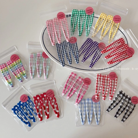 Fermagli per Capelli a Scatto in Stile Coreano con Motivo Gingham e Pois per Donne Ragazze Accessori per Capelli BB Clip Colorati