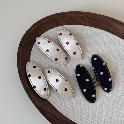 Barrettes À Cheveux Ovales En Satin À Pois Style Coréen Clips BB Rétro Épingles Douces Pour Femmes Accessoires Quotidiens