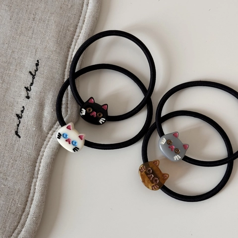 Süßer Cartoon Katzenkopf Elastisches Haargummi Für Damen Mädchen Süßes Harz Kätzchen Charme Scrunchie Ponytail Halter