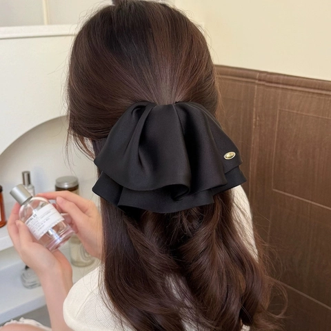 Pinza per Capelli Grande in Raso Francese Elegante Clip per Coda di Cavallo in Tessuto a Pieghe Stile Nuvola Accessorio per Capelli da Donna