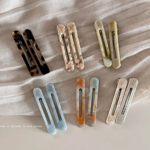Acetate Marble Pattern Hollow Out Hair Clip Set For Women Simple Japanese Style Side Clip Minimalist Hair Accessories Gift