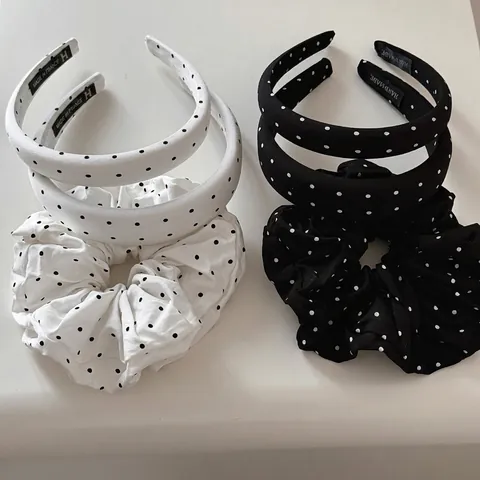 Cerchietto a Pois in Tessuto a Bordo Largo Dolce Nero Bianco in Spugna Ispessita Fascia per Capelli Fatta a Mano Accessori Gioielli Donna