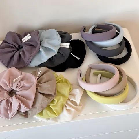 Elastico per Capelli Plissettato in Tessuto Stile Francese E Fascia Imbottita Tinta Unita Accessori per Capelli Morbidi Donna