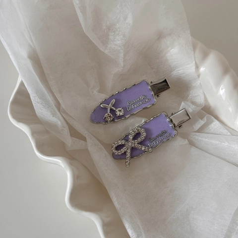 Fermaglio per Capelli Francese Viola Fiocco Ciliegia Strass Dolce Perla Artificiale Fermaglio per Frangia Accessori Capelli Donna