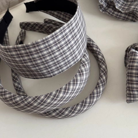 Diadema de Tela de Cuadros Retro Gingham Diadema de Esponja Ancha Accesorios para el Cabello de Tela Hechos a Mano para Mujer