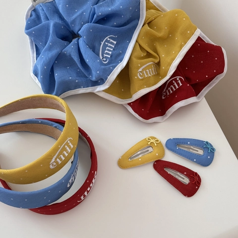 Polka Dot Fabric Hair Accessories Set With Letter Embroidery Bright Color Scrunchie Headband Hair Clip For Women Daily Decor