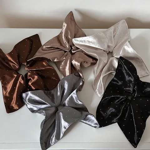 Übergroßer Satin Schal Haargummi Mit Strass Retro Eleganter Glänzender Stoff Haargummi Für Damen High End Ponytail Halter