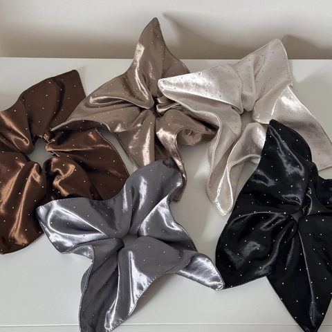 Übergroßer Satin Schal Haargummi Mit Strass Retro Eleganter Glänzender Stoff Haargummi Für Damen High End Ponytail Halter