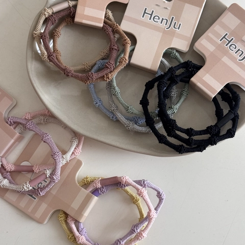 Gomas de Pelo de Tela Hechas a Mano de Alta Elasticidad Color Caramelo Mujeres Niñas Estilo Coreano Scrunchies Trenzados