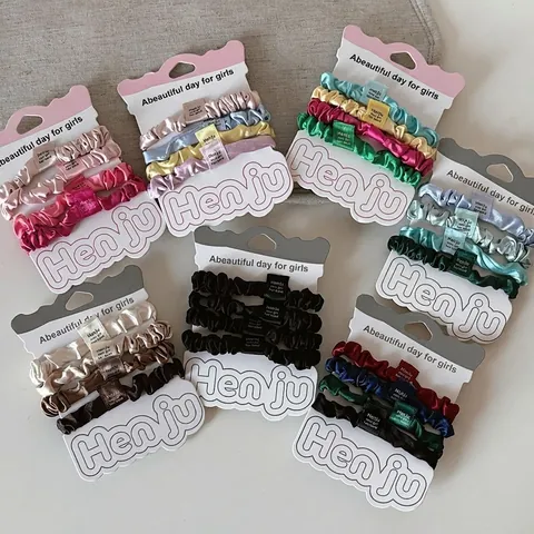 Satin Scrunchies For Women High Elasticity Hair Ties Plain Color Ponytail Holders Durable Hair Bands Girls Hair Accessories