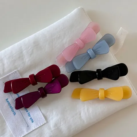 Clip de Pico de Pato con Lazo de Doble Capa de Acetato para Mujer Pinza para el Cabello Dulce Minimalista Clip de Flequillo Lateral de Color Sólido Accesorios para el Cabello Hechos a Mano