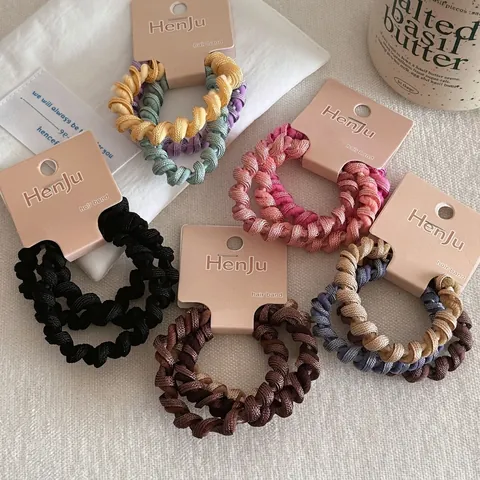Fasce per Capelli a Spirale Intrecciate a Mano Elastici per Capelli in Tessuto Stile Cavo del Telefono Supporto per Coda di Cavallo Coreano Accessori