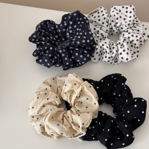 Scrunchies in Tessuto Floreale Pois Vintage Coreano Minimalista Grandi Elastici per Capelli per Donna Accessori Capelli