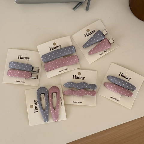 Lindas Pinzas Para El Pelo De Tela De Lunares Para Mujeres Niñas Hechas A Mano Color Macarrón Rosa Gris Dulce Accesorios Para El Cabello De Aleación Clip Pico De Pato