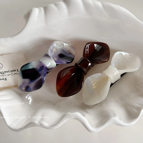 Dolce Fermaglio per Capelli a Fiocco in Stile Coreano per Donna Elegante in Acetato di Cellulosa Motivo Marmorizzato Accessori