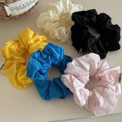 Solid Color Fabric Hair Scrunchie For Women Korean Style Basic Pleated Elastic Hair Band Ponytail Holder Hair Accessory