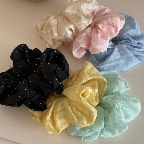 Französisch Elegantes Strass Stoff Haargummi Vintage Gitter Gefaltetes Großer Haargummi Elastischer Haarring Für Damen Mädchen