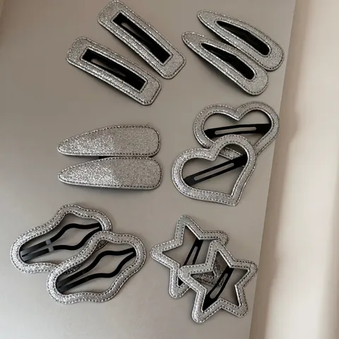 Fermagli per Capelli a Forma di Stella e Cuore con Brillantini Argento per Donna Minimalisti Clip BB in Lega Tessuto Strass