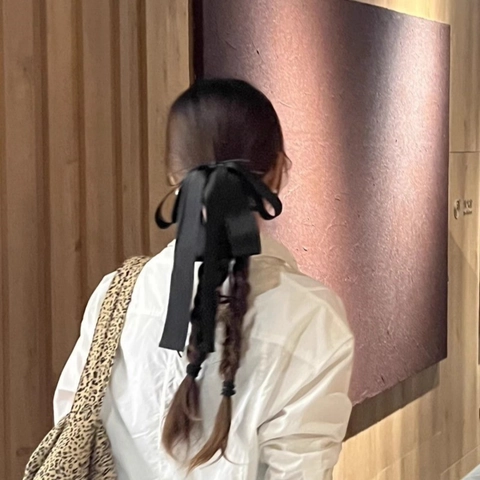 Korean Style Black Bow Streamer Hair Claw Clip Elegant Large Satin Ribbon Shark Clip Hair Accessories For Women