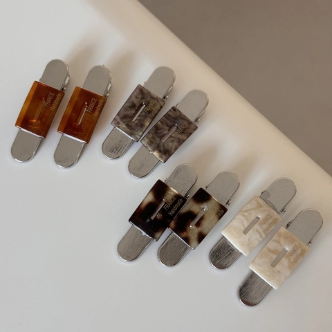 Vintage Acetate Rectangular Hair Clip Set Minimalist Elegant French Handmade Duckbill Side Clip For Women Hair Styling Accessories
