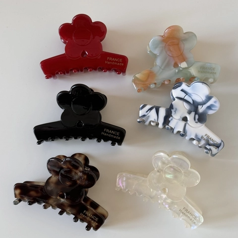 Elegante Molletta per Capelli a Granchio in Acetato a Forma di Fiore Stile Francese Fatto a Mano Cangiante Effetto Marmo