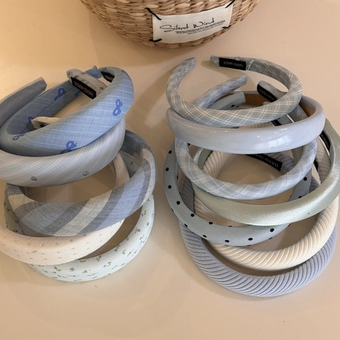 Sea Salt Style Blue Striped Padded Sponge Headband For Women Vintage Floral Polka Dot Cloth Thick Hair Band Daily Vacation Hair Accessories