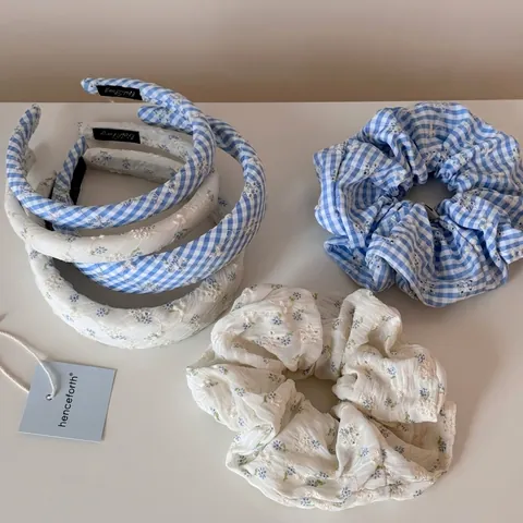Serre-tête Broderie Florale Style Coréen pour Femmes Serre-tête Rembourré à Carreaux Scrunchie en Tissu Accessoires Cheveux Élégants