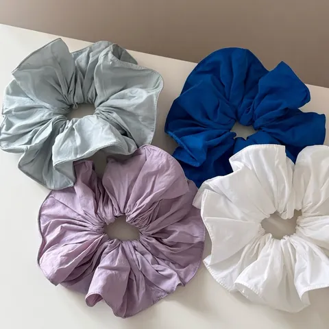 Coletero con Volantes Extragrande de Tela de Color Sólido Sujetador de Coleta Simple Accesorios para el Cabello para Mujeres Niñas