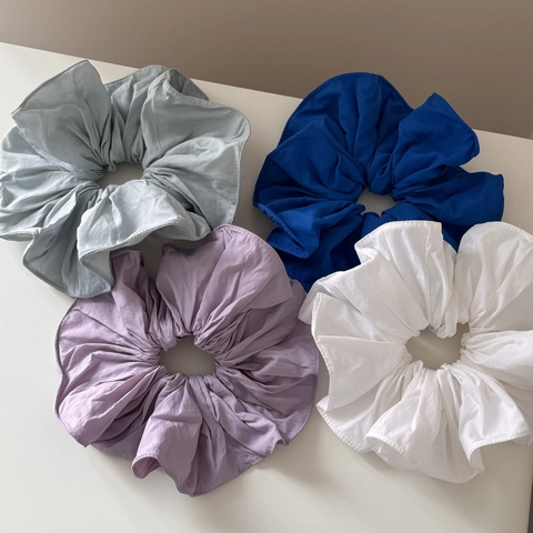 Coletero con Volantes Extragrande de Tela de Color Sólido Sujetador de Coleta Simple Accesorios para el Cabello para Mujeres Niñas