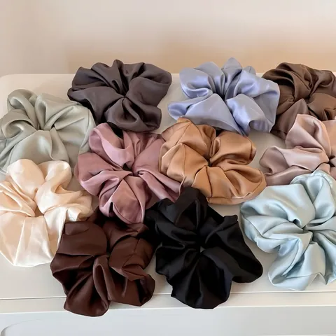 Coleteros de Satén Grandes para Mujer Minimalistas de Color Sólido Gomas para el Pelo Elásticas de Tamaño Grande Elegante Soporte para Coleta Accesorios para el Cabello de Moda