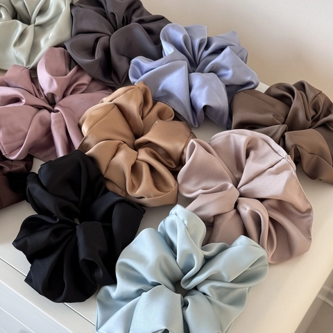 Coleteros de Satén Grandes para Mujer Minimalistas de Color Sólido Gomas para el Pelo Elásticas de Tamaño Grande Elegante Soporte para Coleta Accesorios para el Cabello de Moda