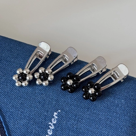 Fermagli per Capelli a Fiore in Metallo Argentato da Donna in Lega Perla Artificiale Forcine a Becco d'Anatra Accessori
