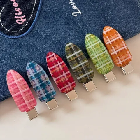 Fermagli per Capelli Plaid in Stile Coreano Colore Caramella per Donna Dolce Antiscivolo in Acrilico Senza Traccia Accessori per Capelli