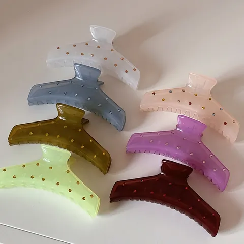 Elegante Pinza per Capelli con Strass Stile Coreano per Donna Grande Pinza in Resina Accessorio per Capelli Antiscivolo