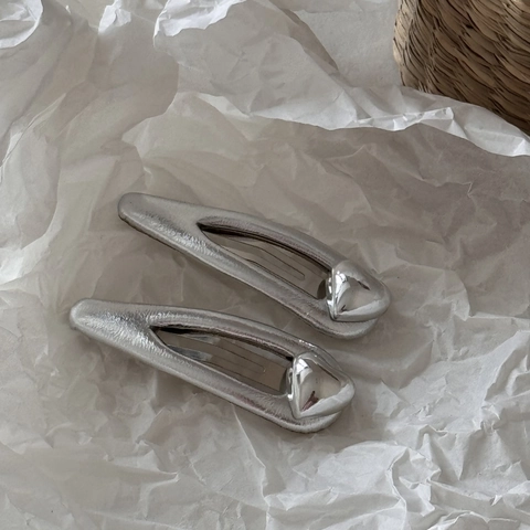 Vintage Silver Heart Leather BB Hair Clip For Women Alloy Metal Water Drop Bangs Side Clip Fashion Hair Accessories
