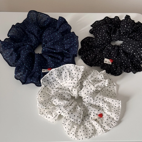 Grandi Elastici per Capelli a Pois con Balze e Pieghe in Tessuto Fatti a Mano Elastici per Donne Ragazze Accessori