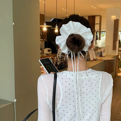 Elegante Satijnen Ballet Strik Streamer Scrunchie Lint Paardenstaart Houder Voor Dames Franse Stijl Haaraccessoires